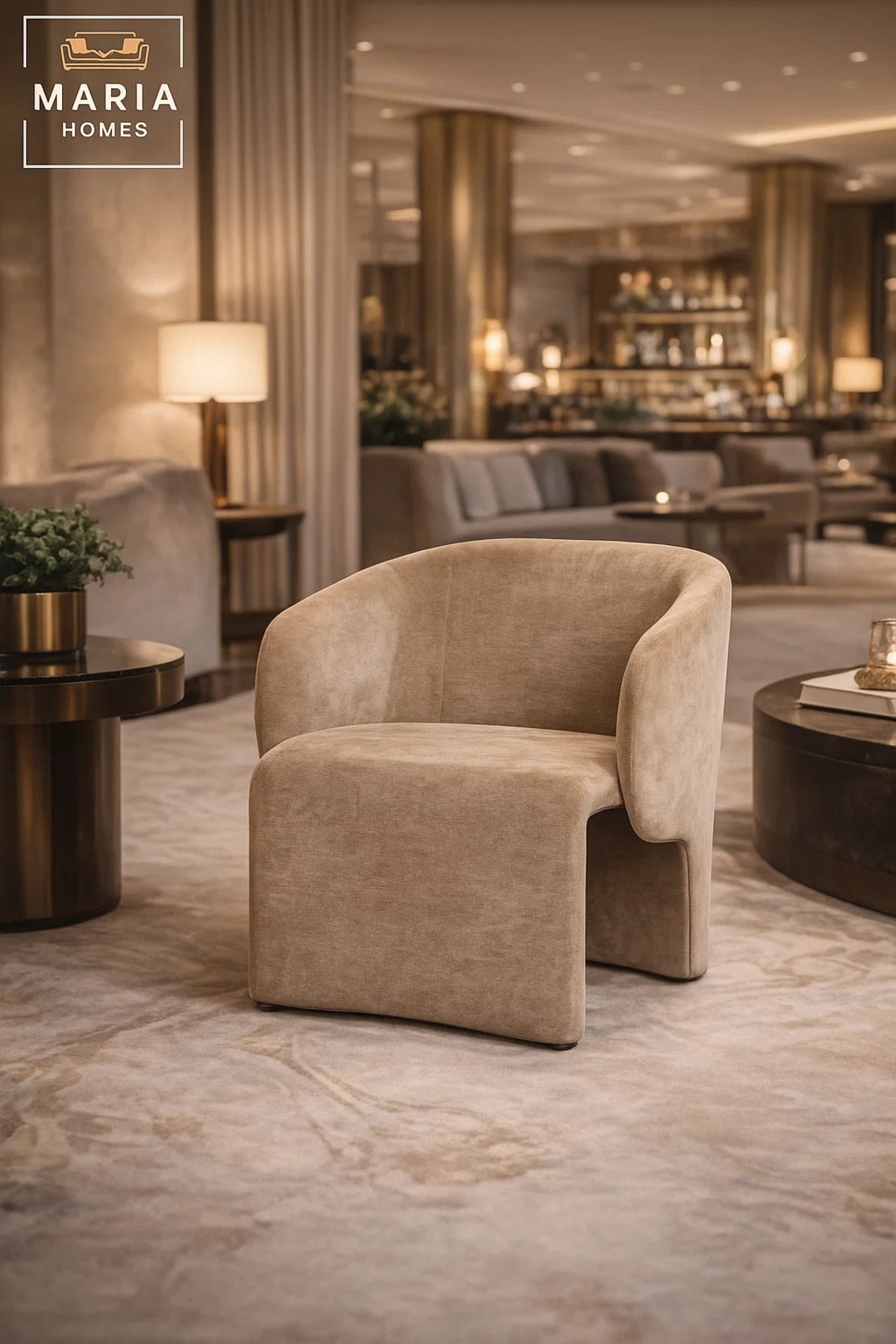 Modern Upholstered Lounge Chair Beige Comfortable Accent Armchair