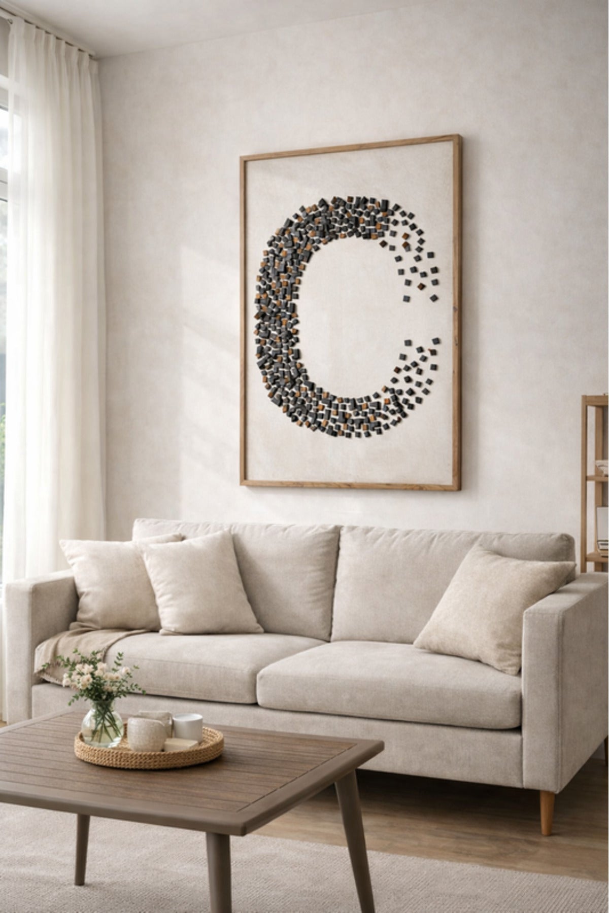Abstract Wooden Mosaic Wall Art Decor 80x120cm Modern Decorative Panel abstract wooden