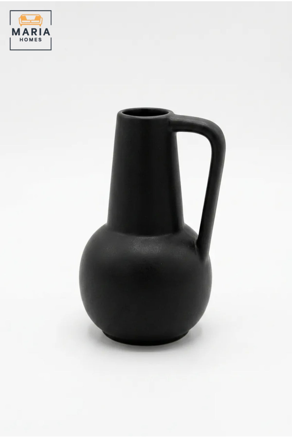 Modern Decorative Flower Vase with Handle, Rounded Body and Narrow Neck for Living Room, Bedroom, Office, Shelf, Console Table and Home Décor