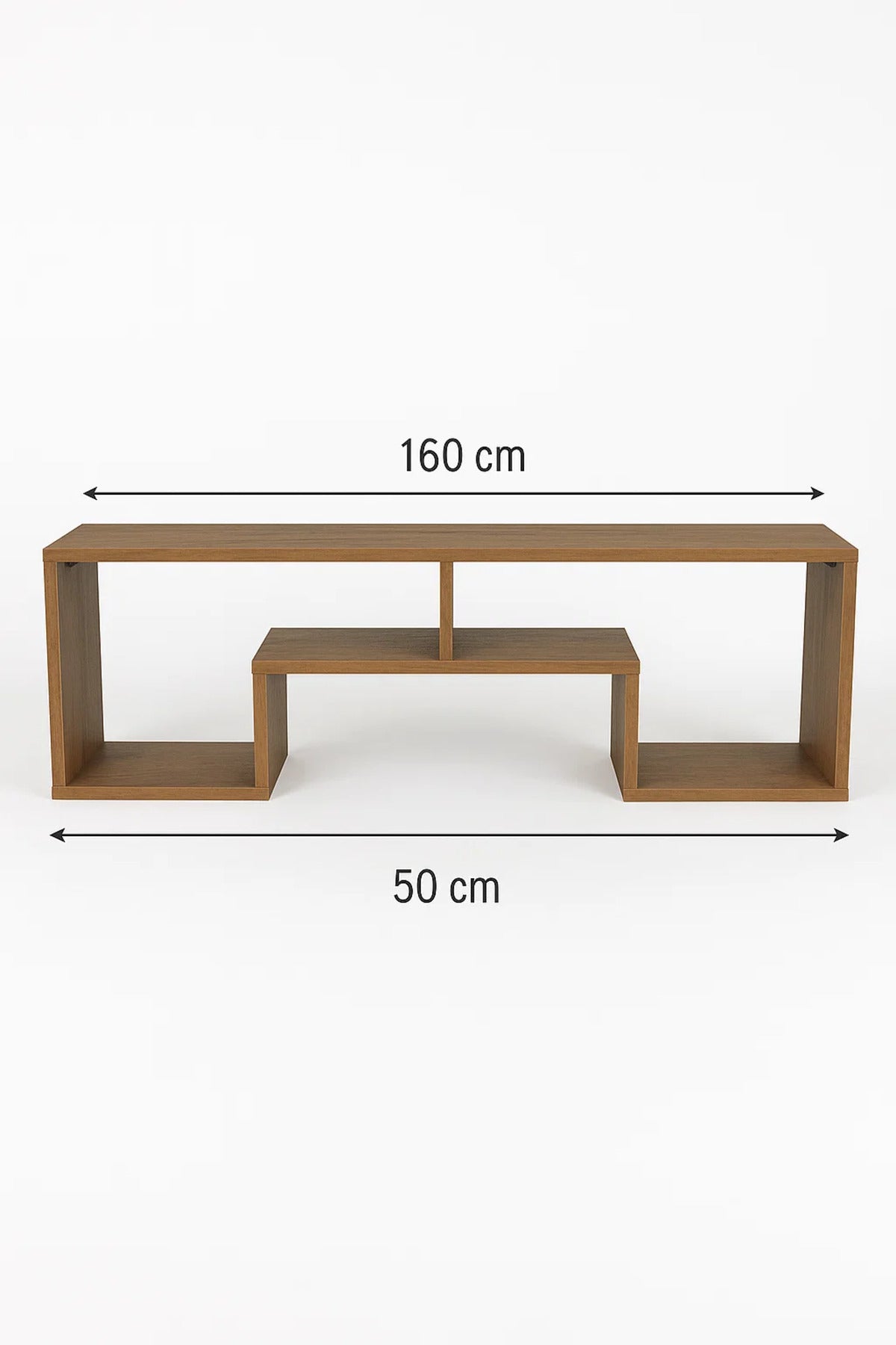 Modern Brown Wooden TV Stand Ð 160x30x50 cm Open Shelf Entertainment Console