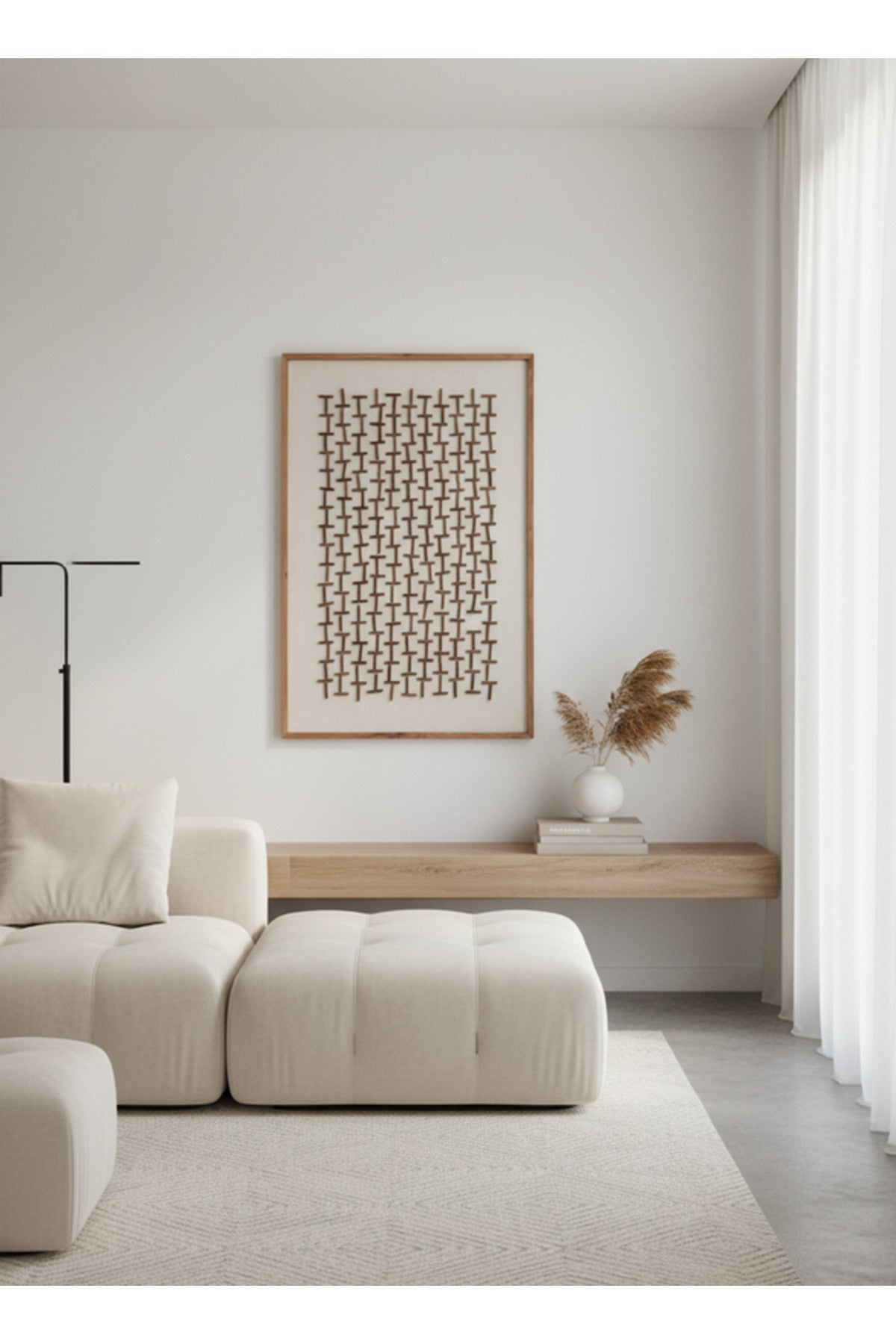 Modern Decorative Wooden Pattern Wall Art with Natural Wood Frame 120x80cm modern