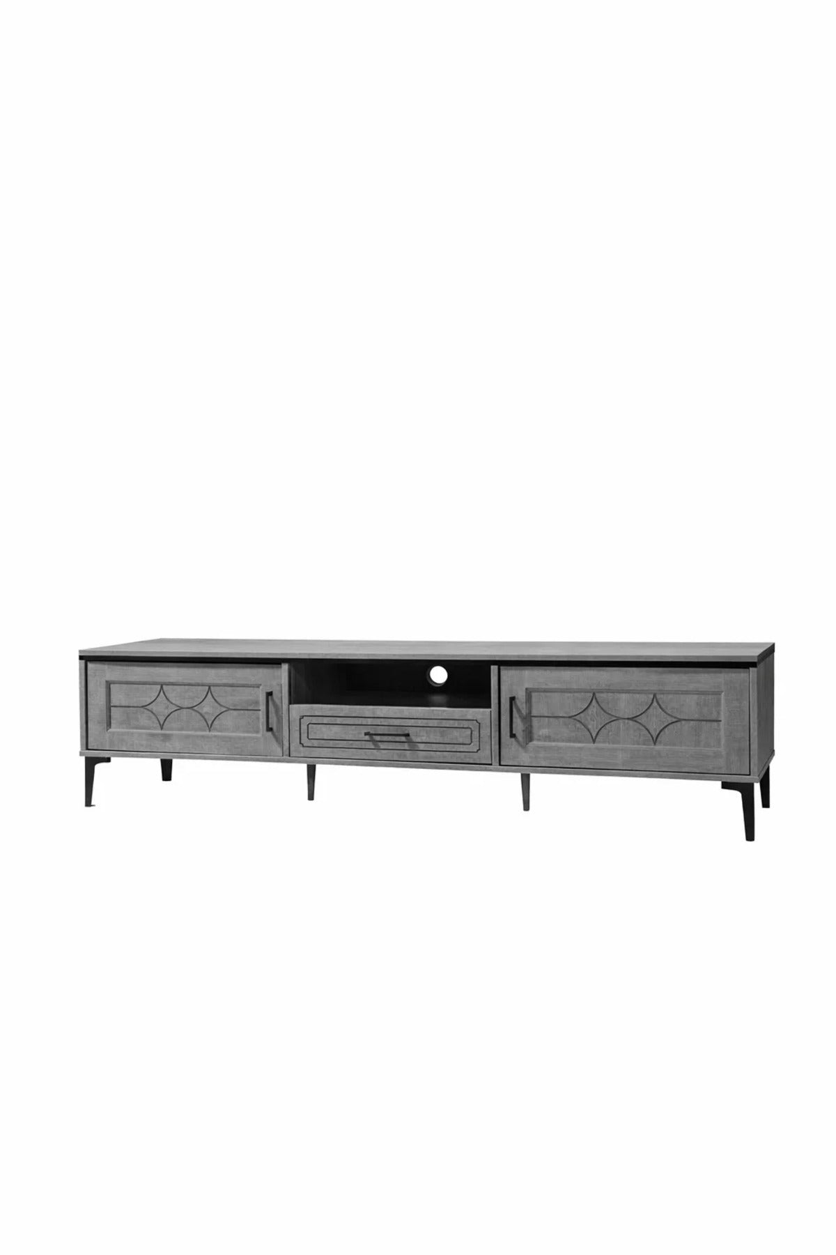 Grey TV Stand √ê 180x40x46 cm Modern Plasma Table with Cabinets & Drawer