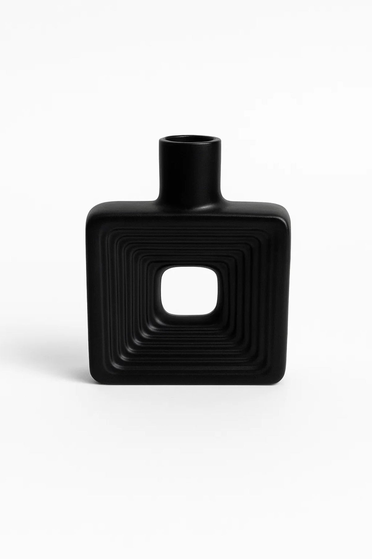 Black Geometric Ceramic Vase Ð Modern Minimalist Sculptural Decorative Flower Pot
