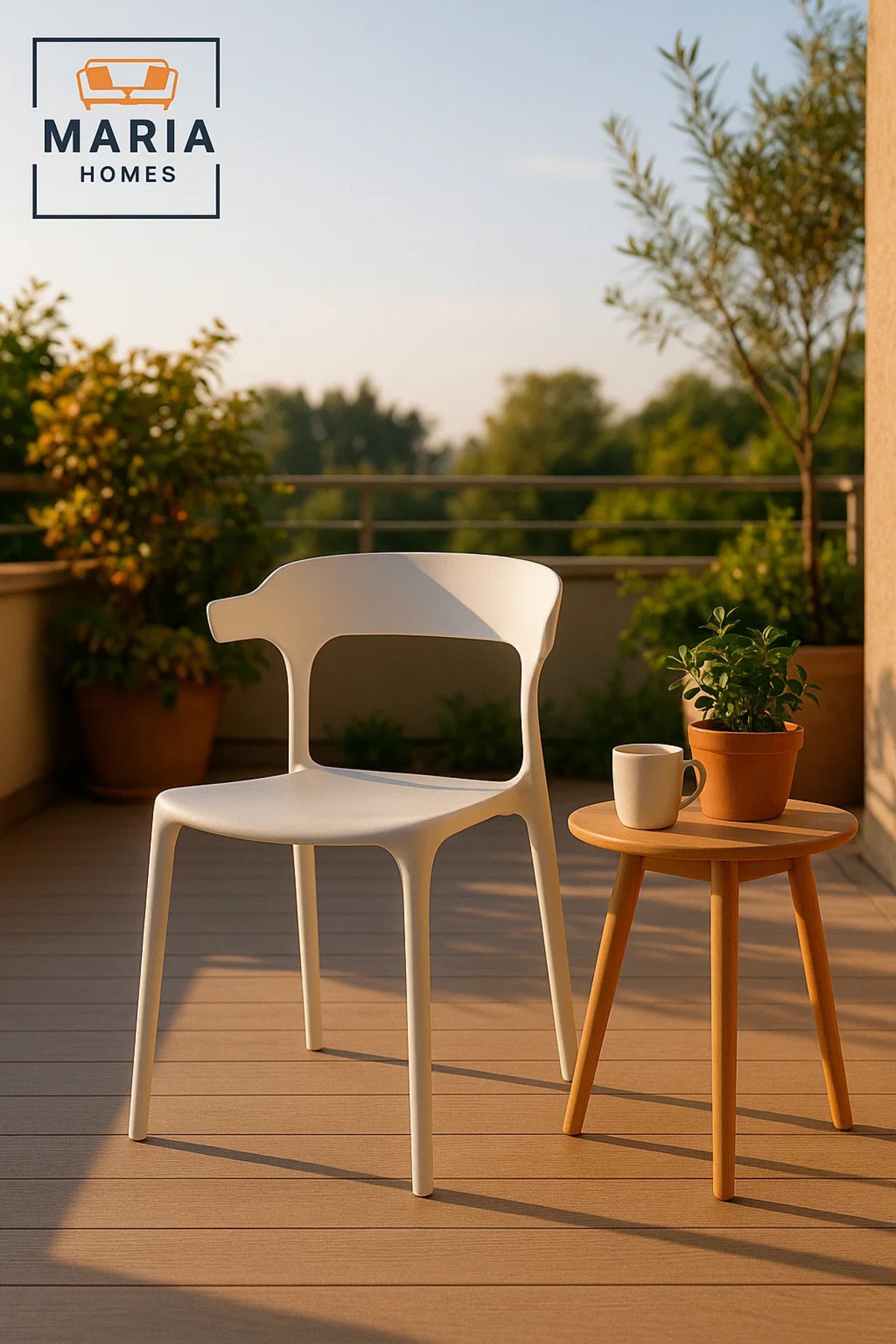 White Plastic Dining Chair √ê Modern Lightweight Armless Chair for Indoor and Outdoor Seating