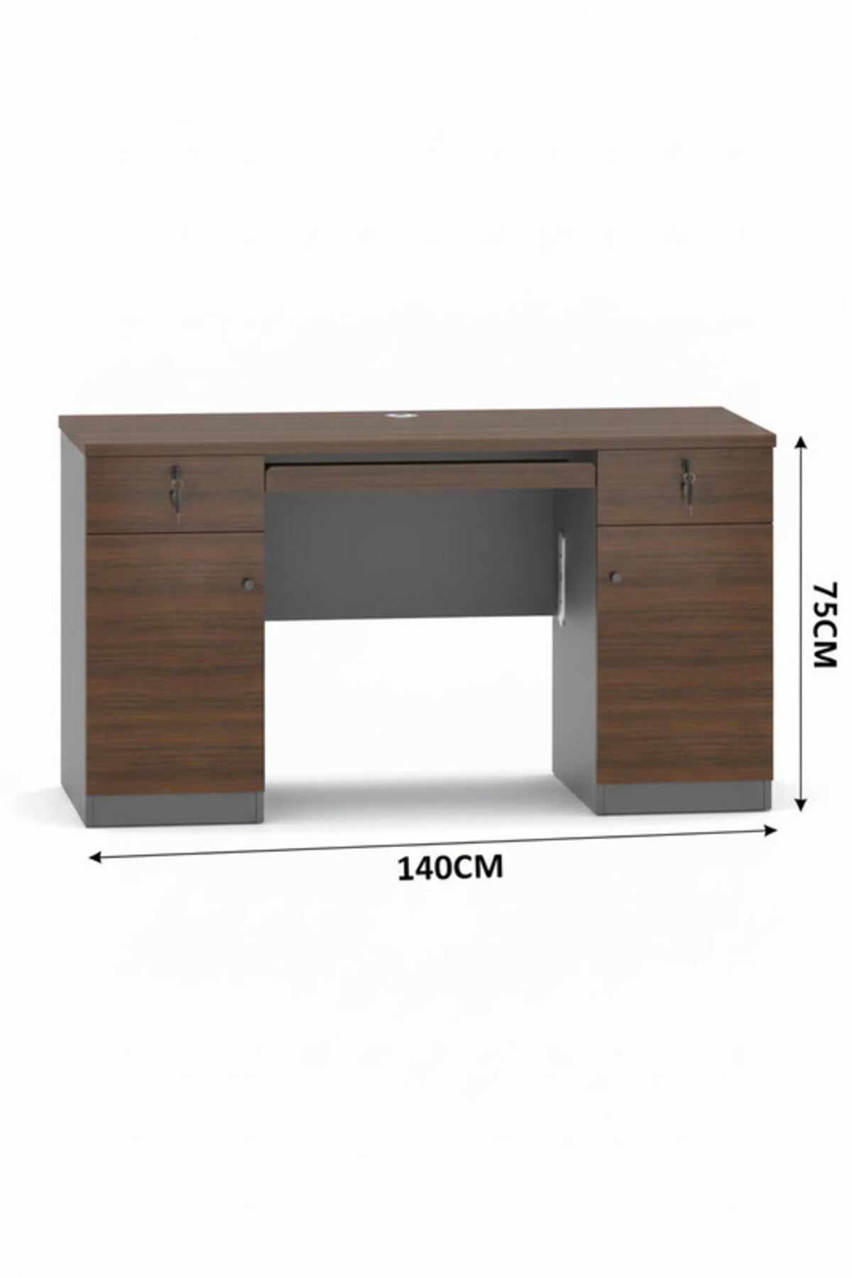 Dark Brown Office Desk with Storage & Cable Management