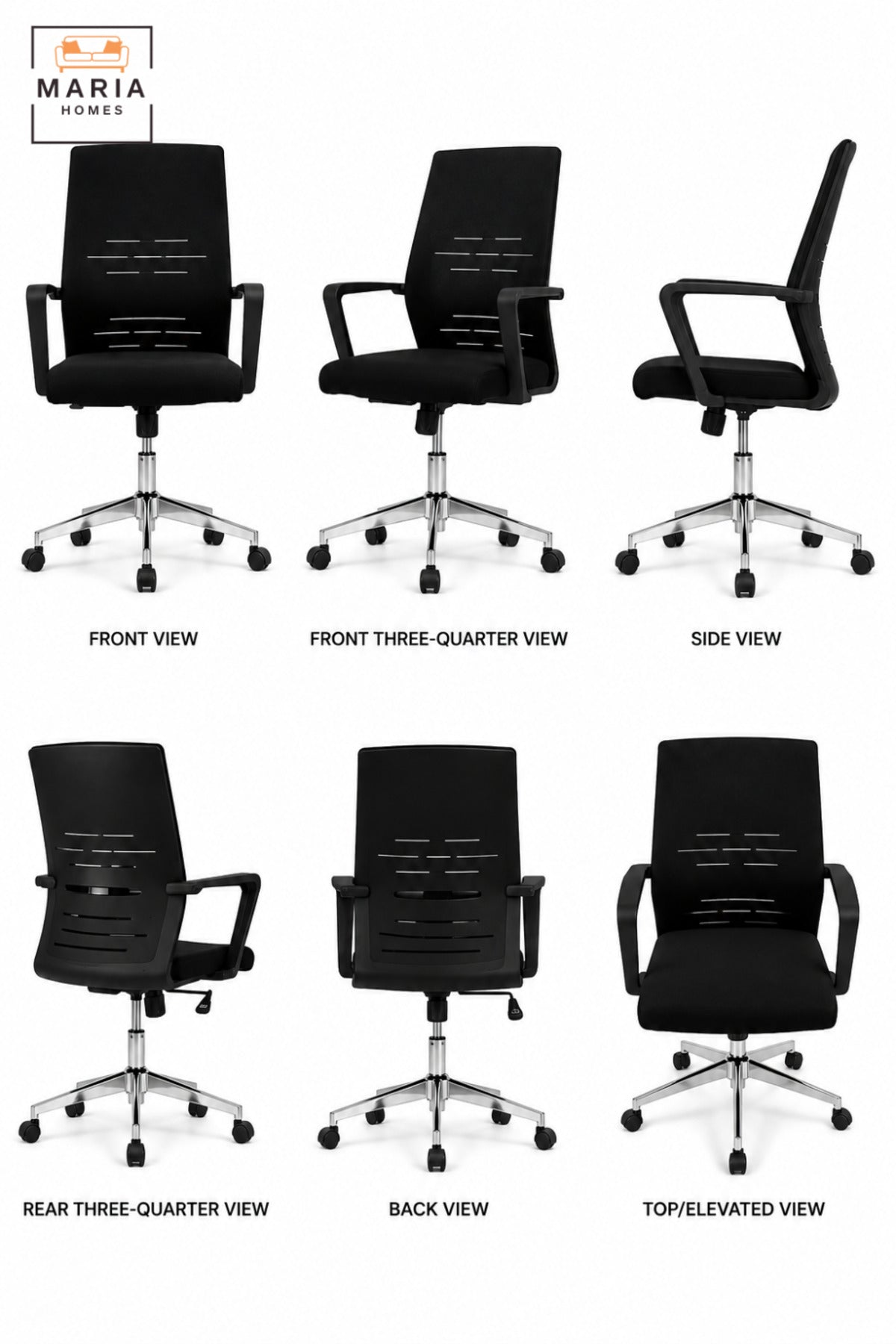 Modern Ergonomic Office Chair with High Back, Armrests, Padded Seat, Swivel Base, Adjustable Height and Rolling Wheels for Home Office & Workspace