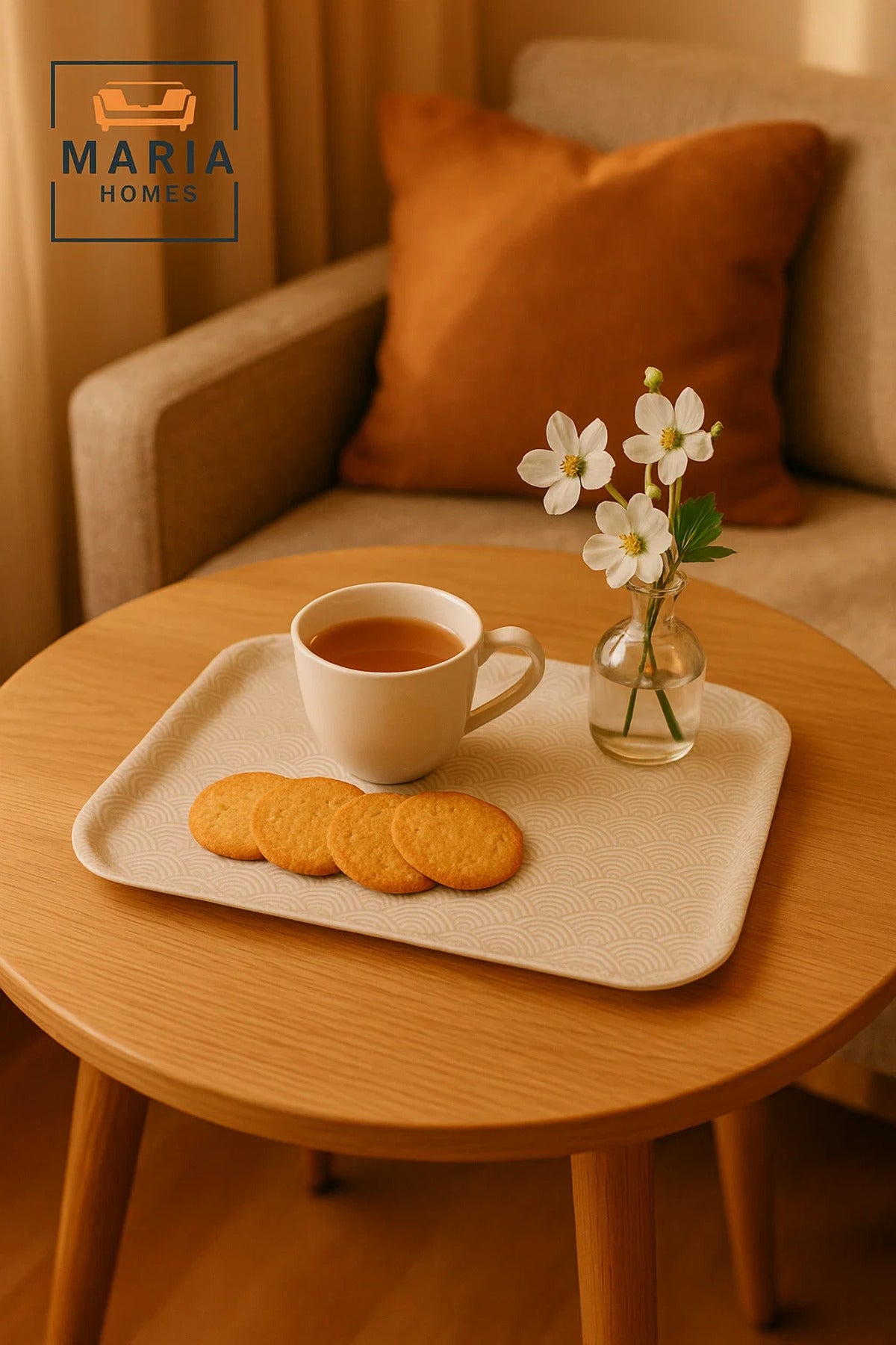 Rectangular Plastic Serving Tray with Wave Pattern Ð White, Medium Size