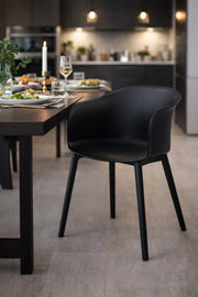 Modern Black Plastic Armchair with Metal Legs