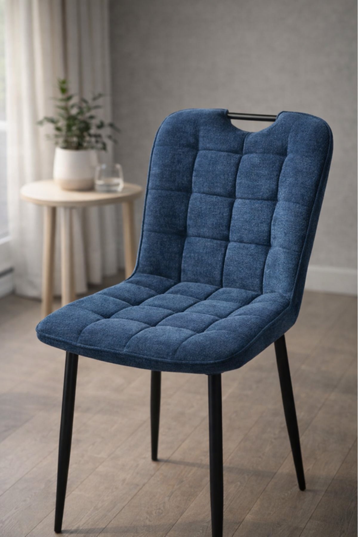 Blue Fabric Dining Chair 84x43x49cm Modern blue fabric dining Kitchen