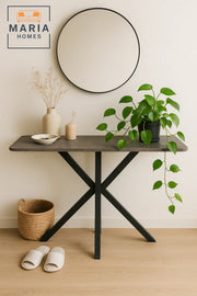 Grey Console Table 120x40x77cm with Black Cross Legs Ð Modern Hallway & Entryway Accent Table