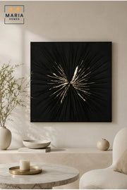 Modern Black Sunburst Framed Wall Art √ê Textured Abstract Statement Painting for Living Room, Bedroom & Office D≈Ωcor