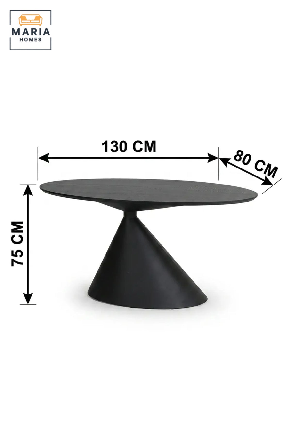 Modern Oval Dining Table with Sculptural Cone Pedestal Base, Contemporary Dining Table for Dining Room, Kitchen, Apartment, Café and Restaurant