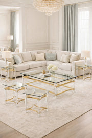Luxury 5 Piece Acrylic Glass Table Set Gold Metal Frame Modern Living Room Furniture Set