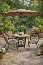 Outdoor Dining Set with 4 Chairs and Umbrella Ð Beige Table for Patio or Garden