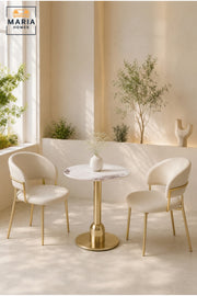 Luxury Round Marble Dining Table Gold Pedestal Base Caf≈Ω Table for Dining Room Bistro