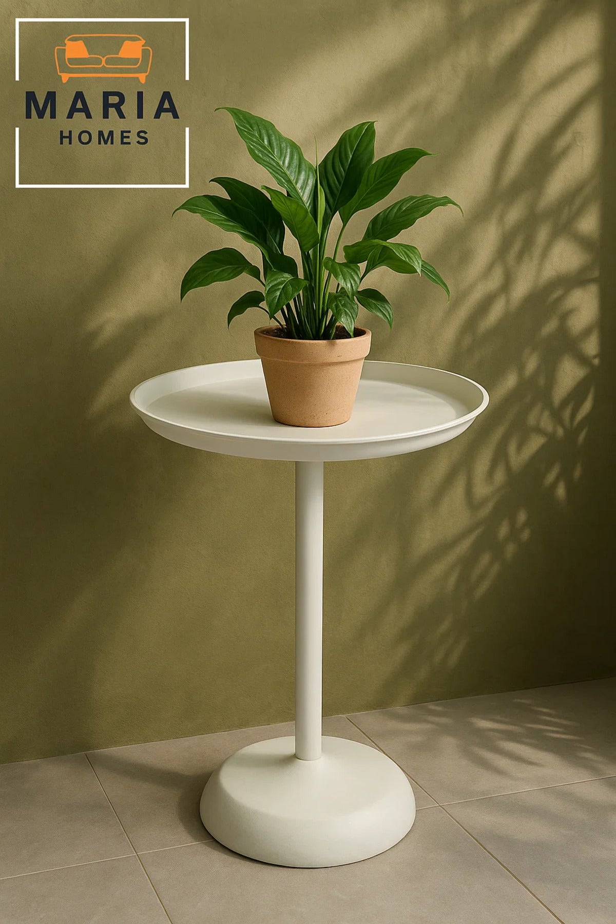 White Pedestal Round Table with Raised Edge Ð Modern Minimalist Accent Piece