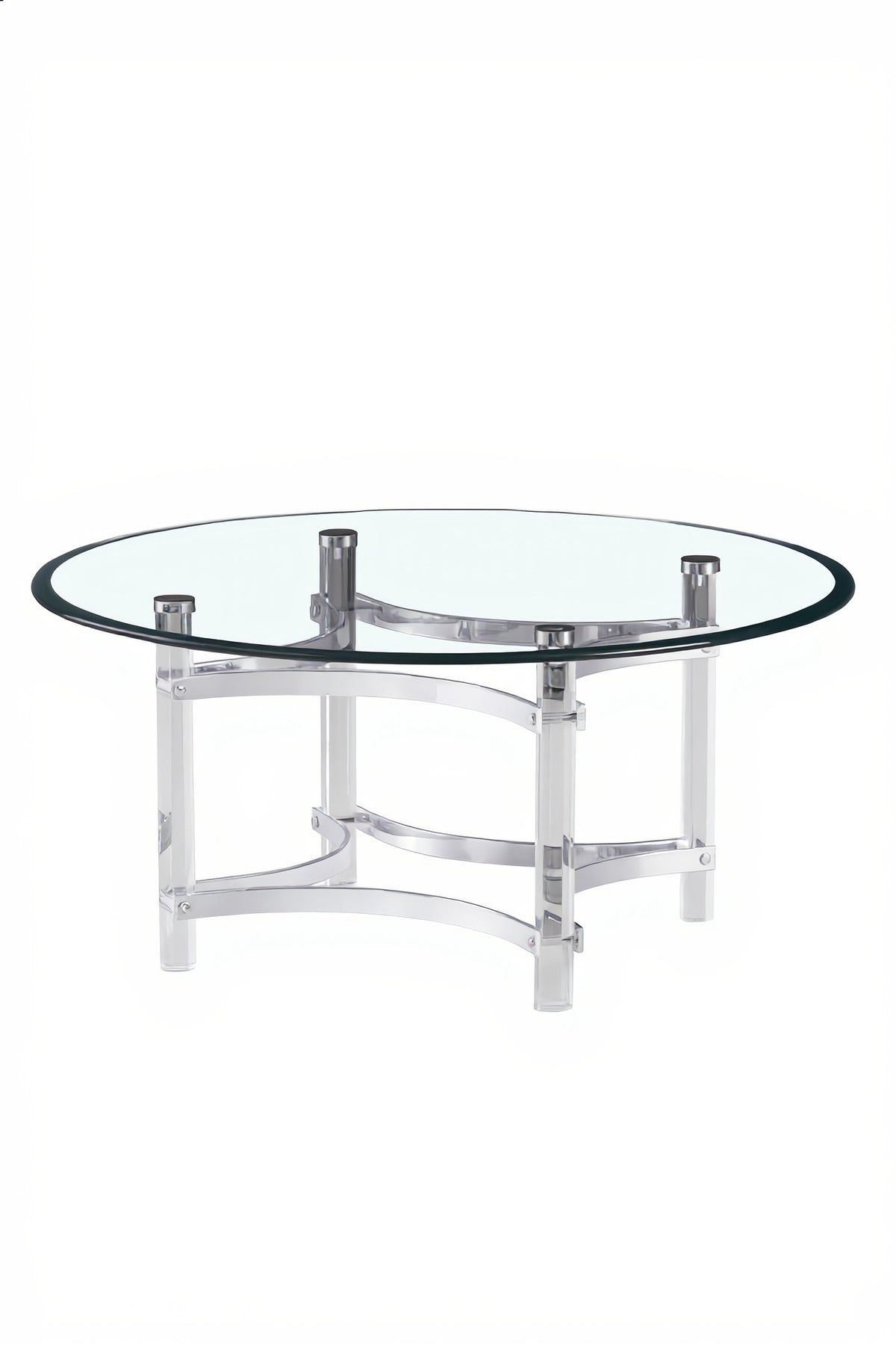 Modern Round Glass Center Table - Silver Frame (90*90*45 cm)