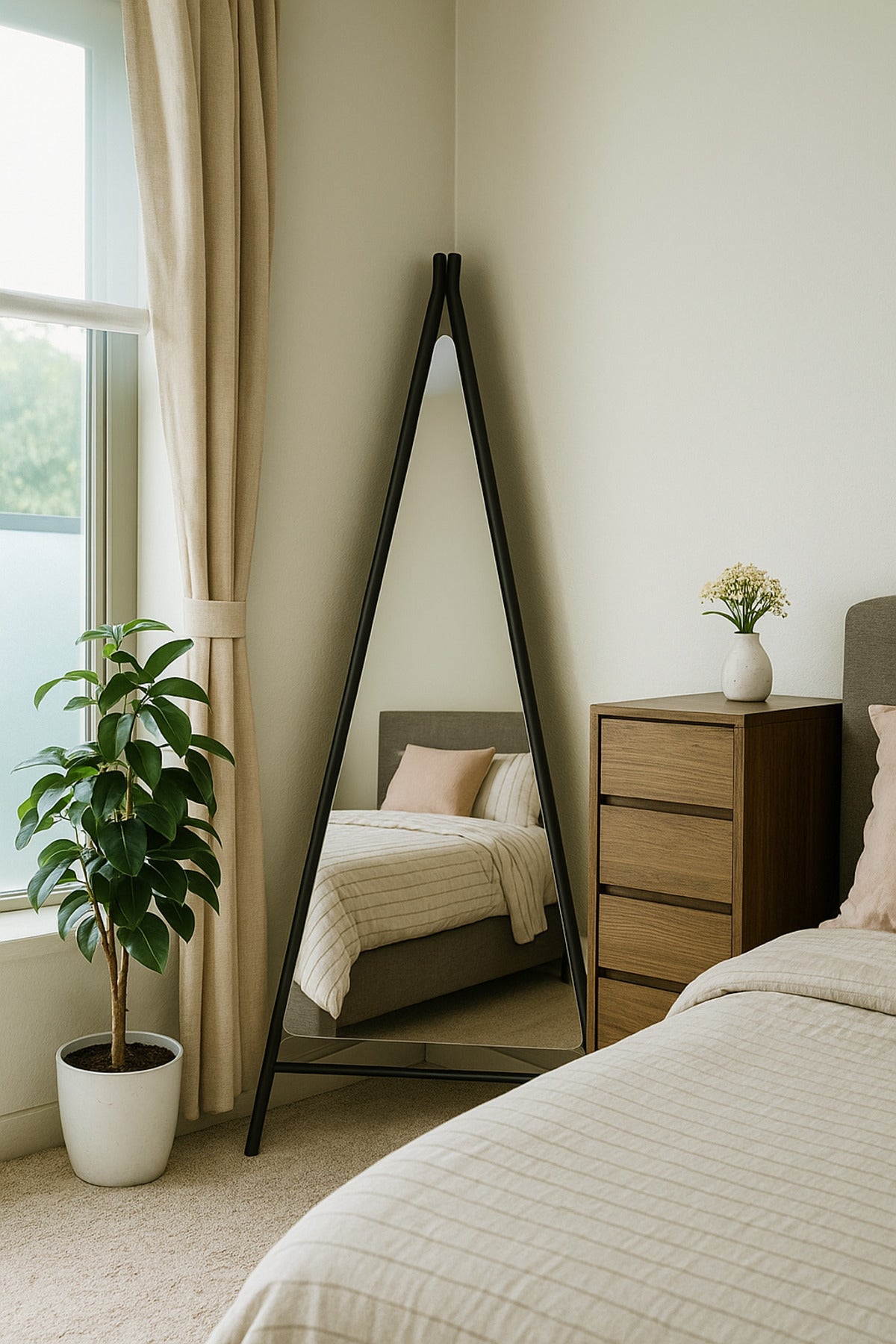 Modern Floor Standing Mirror with Black Frame Ð Full-Length Dressing Mirror 168_70 cm