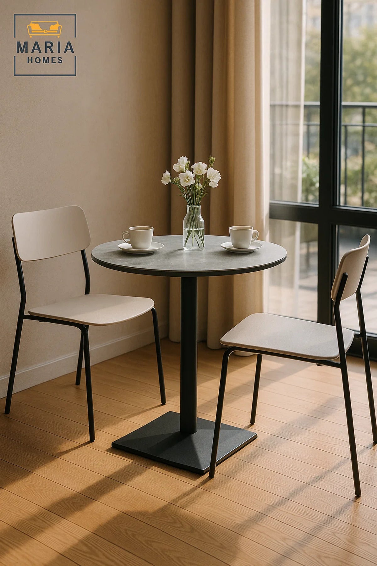 Round Gray Dining Table √ê Modern Caf≈Ω, Restaurant, Office & Home Metal Furniture Use 60_60 cm