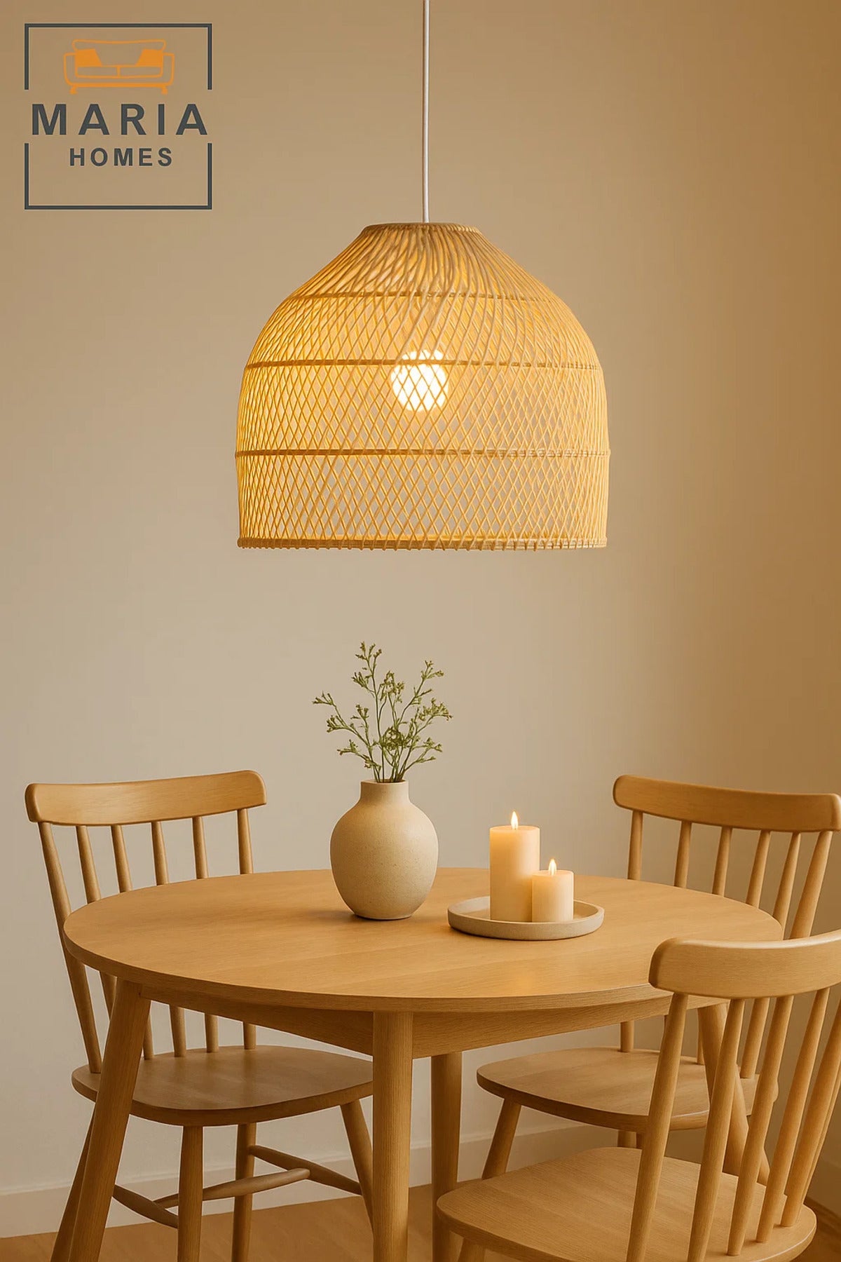 Handwoven Dome Rattan Pendant Light