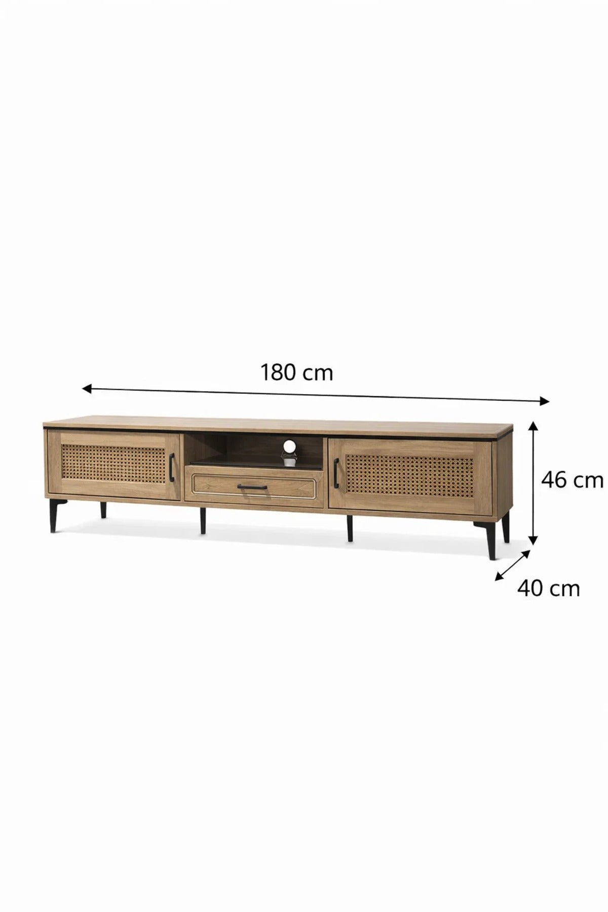 Natural Wood TV Stand √ê 180x40x46 cm Modern Plasma Table with Cabinets & Drawer