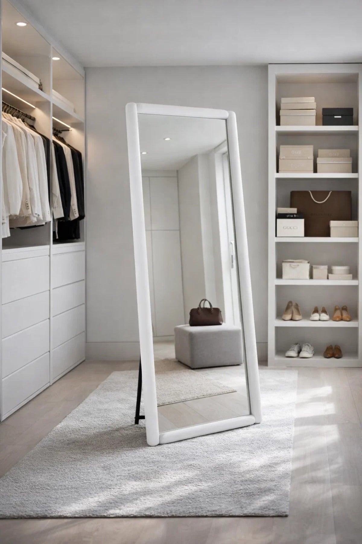 White Full Length Standing Mirror 80x180cm Modern Floor white full length