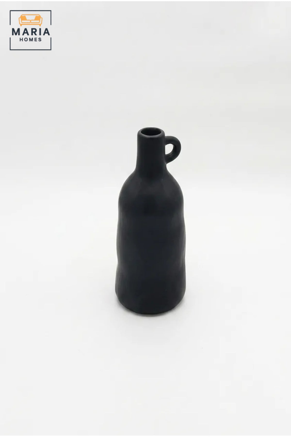 Modern Tall Decorative Flower Vase with Small Loop Handle, Narrow Neck and Sculptural Bottle Shape for Living Room, Bedroom, Office and Console Décor