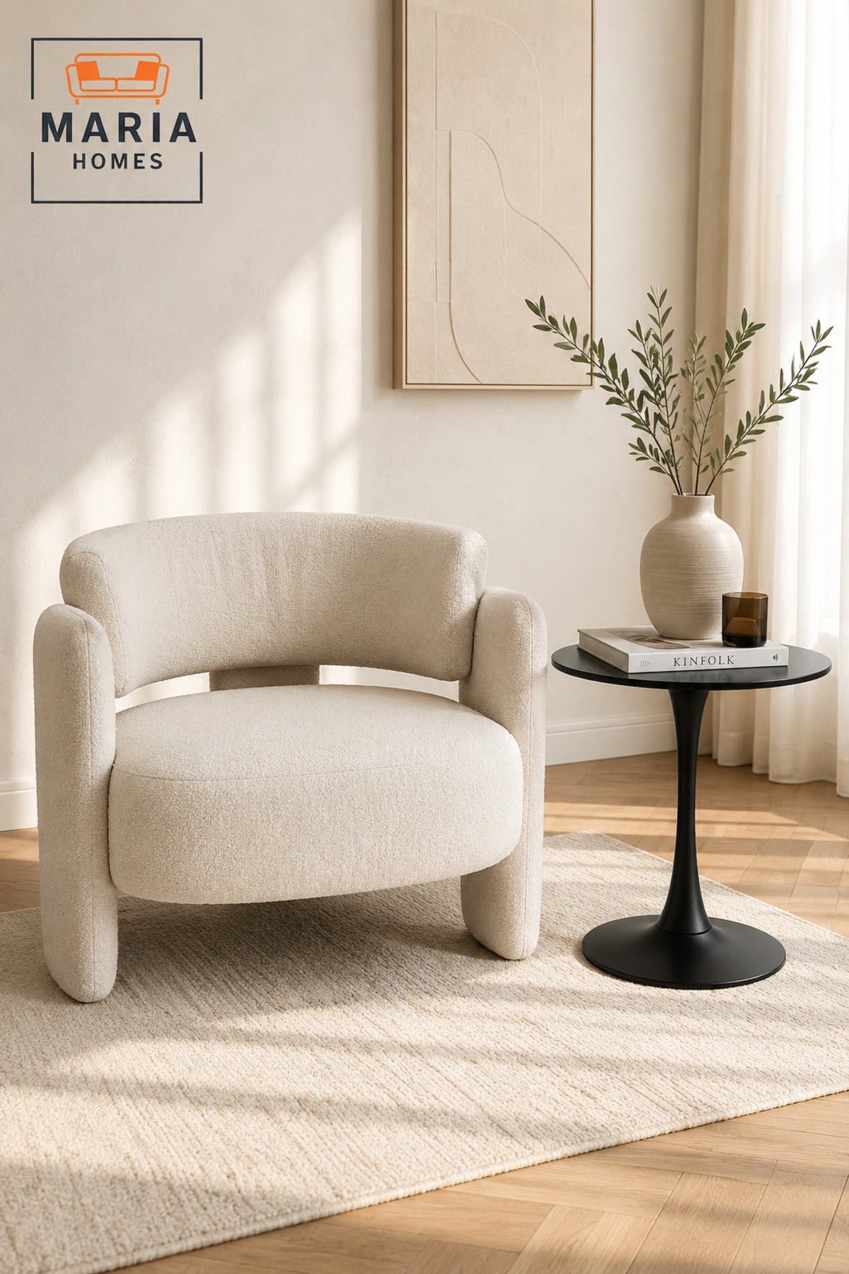 Beige Modern Accent Chair Ð Upholstered Lounge Chair for Living Room, Bedroom, Hotel & Reception Area