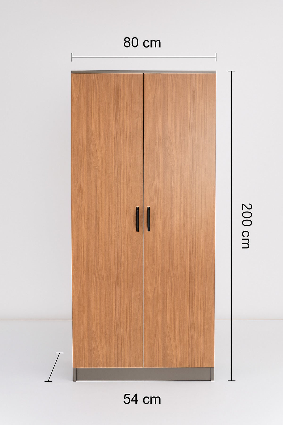 2-Door Wardrobe with Shelves Ð 80_54_200 cm Modern Gray & Wood Finish Storage Cabinet