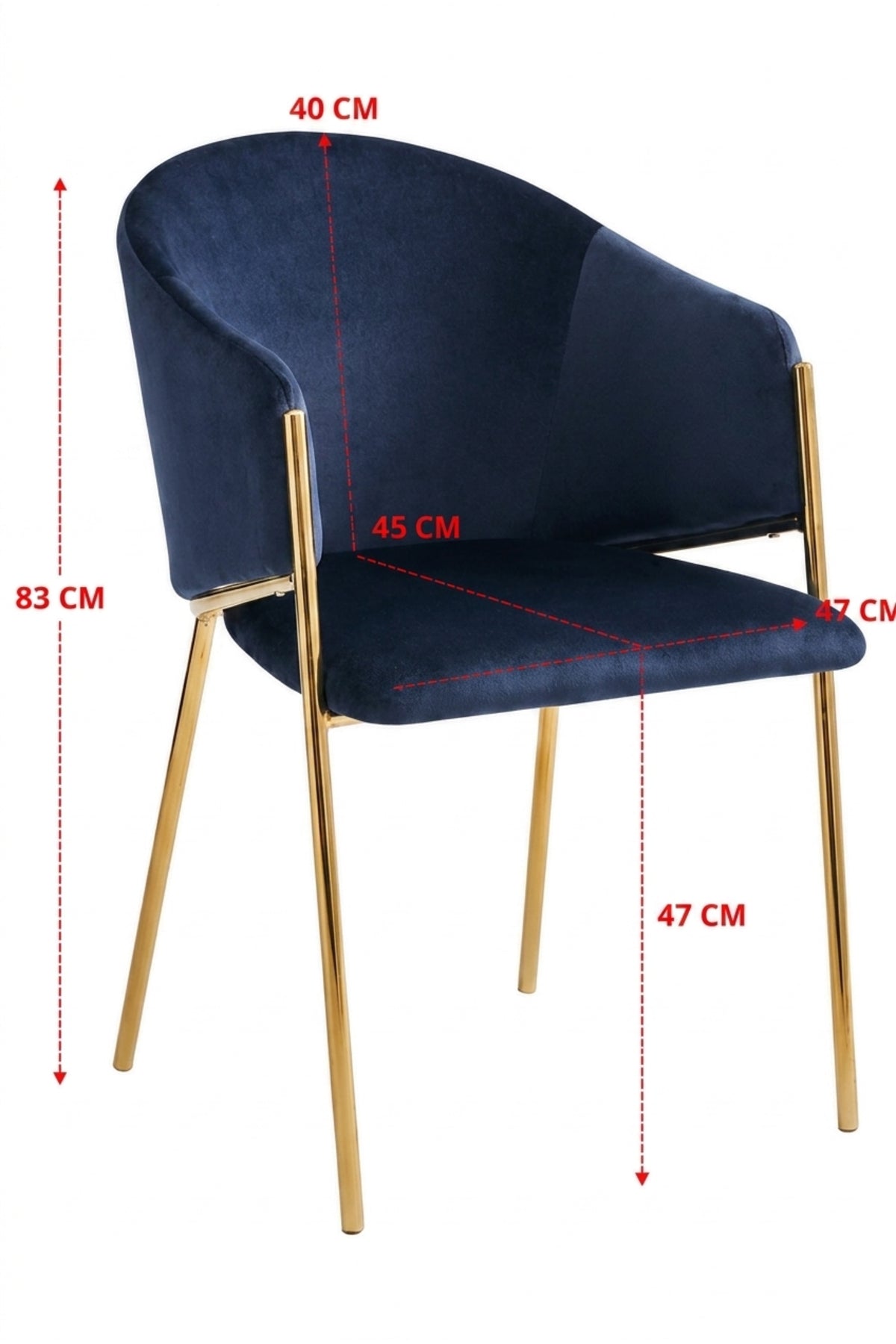 Navy Blue Velvet Accent Chair with Gold Metal Legs √ê Modern Upholstered Dining Chair for Living Room, Lounge & Dining Space