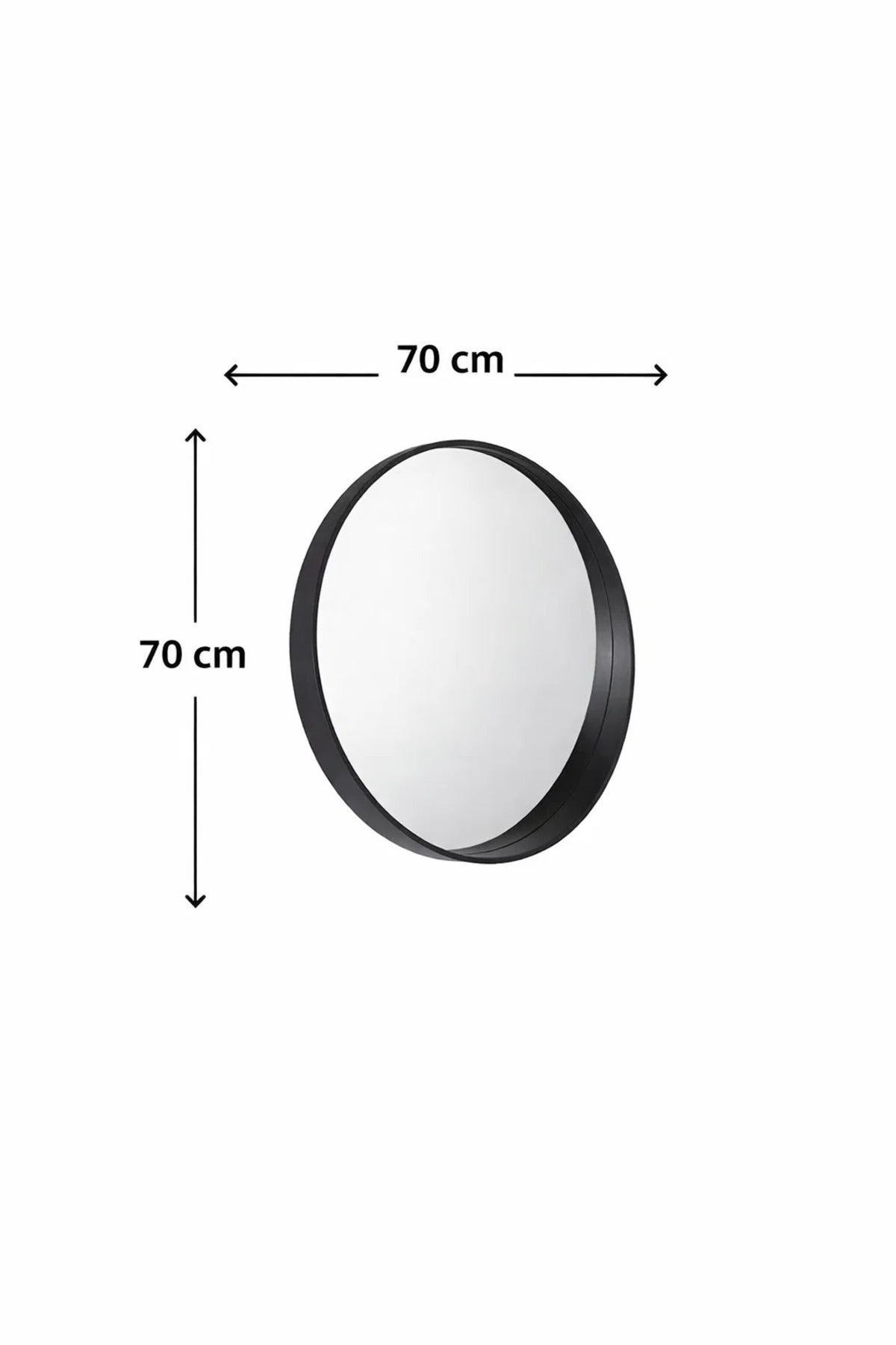 Modern Black Round Wall Mirror 70cm Wooden Frame Decorative Circle Mirror for Bathroom Bedroom