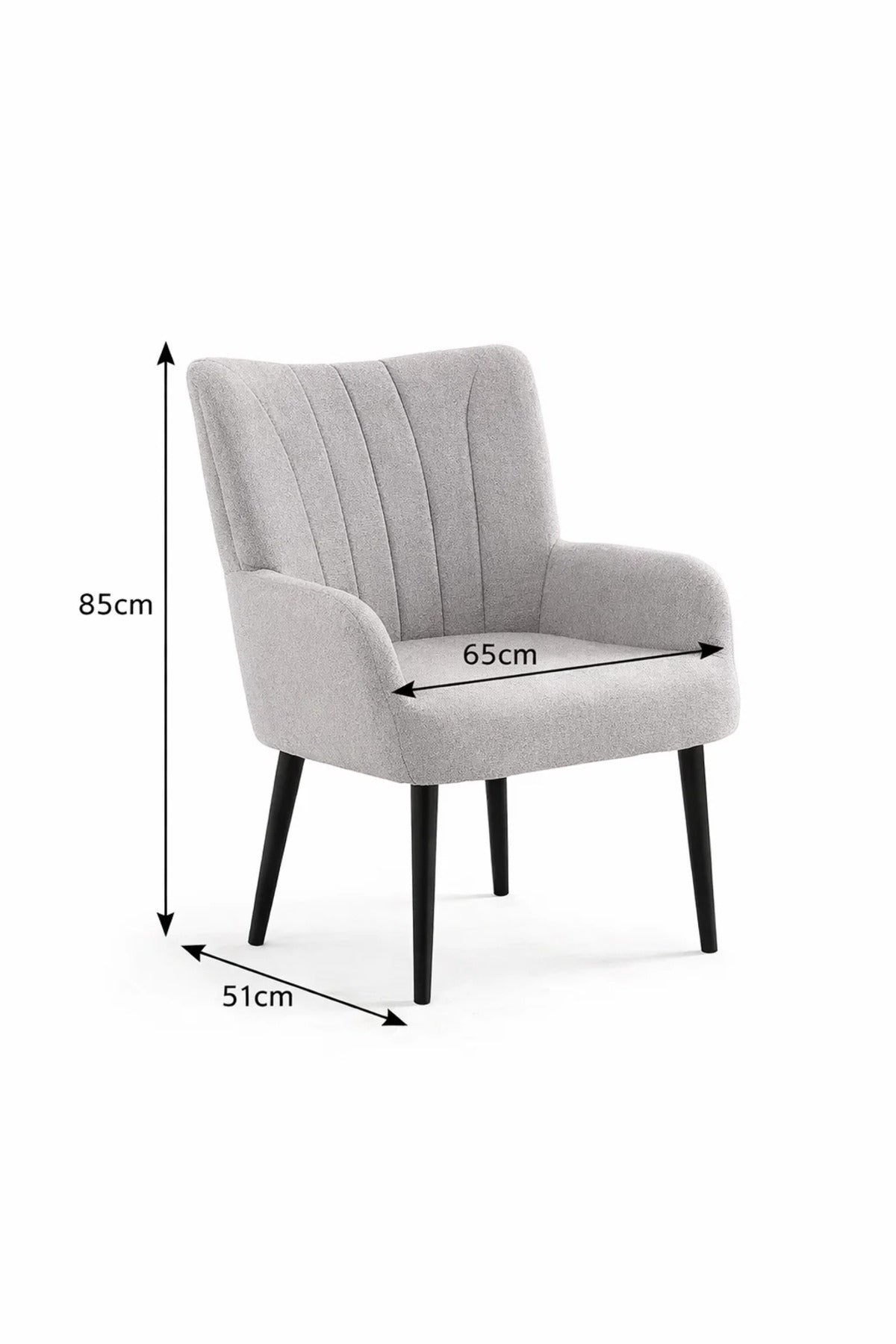 Luxury Grey Boucle Dining Chair with Arms Modern Upholstered Armchair Black Legs Living Room