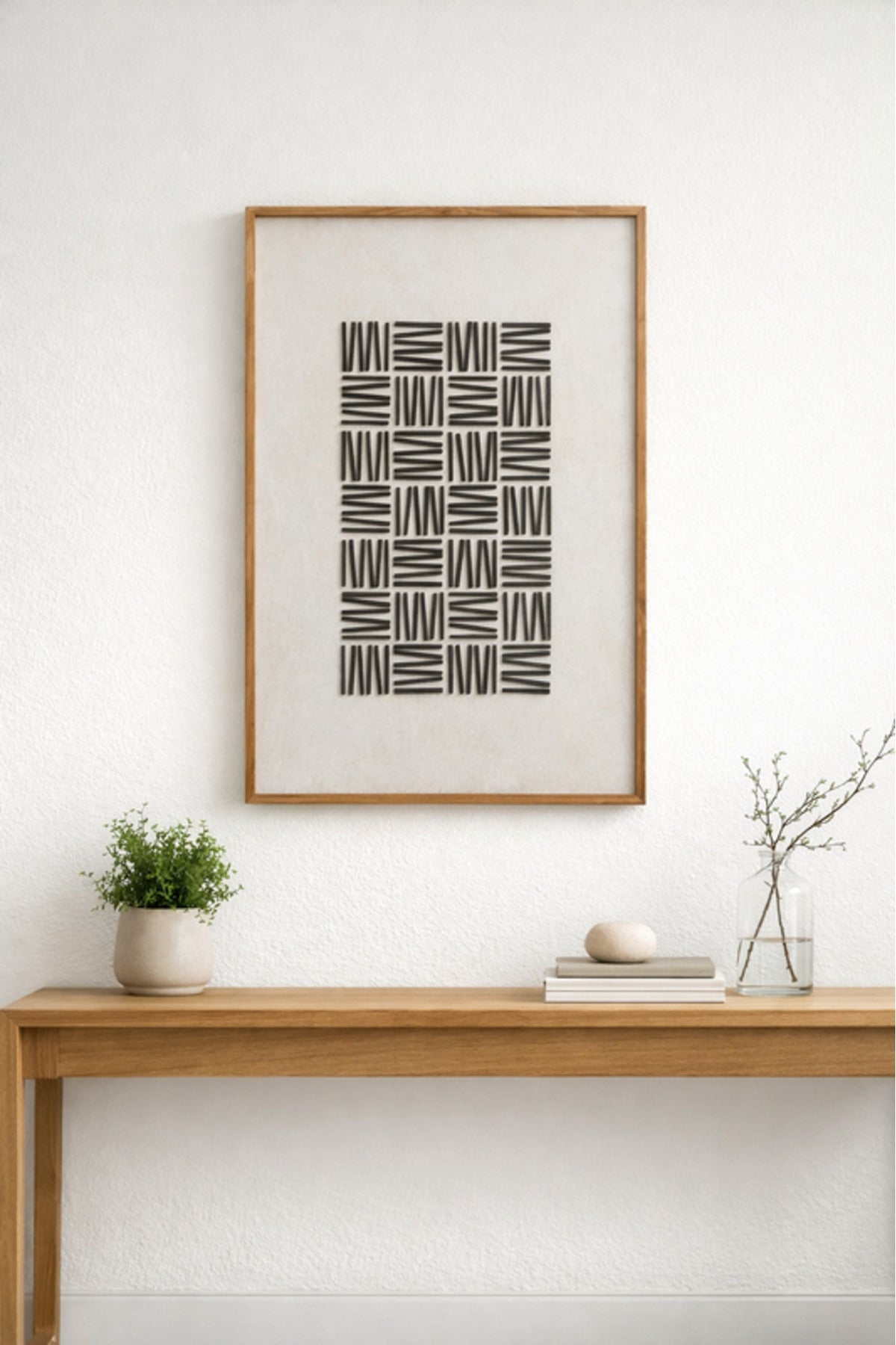 Natural Wood Geometric Wall Art with Wooden Frame Modern Decorative Panel natural wood