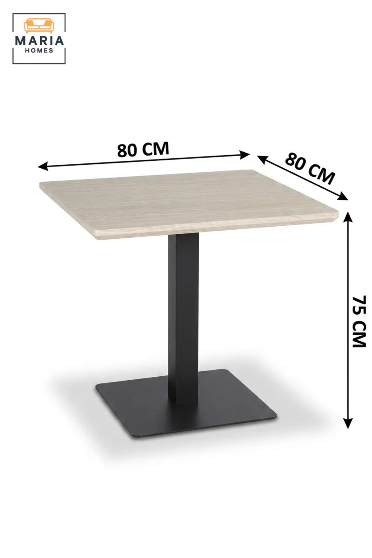 Modern Square Dining Table with Wood Effect Top and Central Pedestal Base, Space-Saving Table for Kitchen, Dining Room, Café, Restaurant and Office