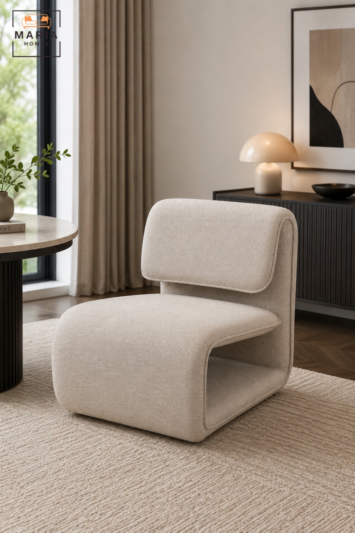 Modern Upholstered Accent Chair with Curved Sled Base & Padded Backrest | Contemporary Lounge Chair for Living Room, Bedroom, Office & Reception