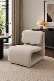 Modern Upholstered Accent Chair with Curved Sled Base & Padded Backrest | Contemporary Lounge Chair for Living Room, Bedroom, Office & Reception