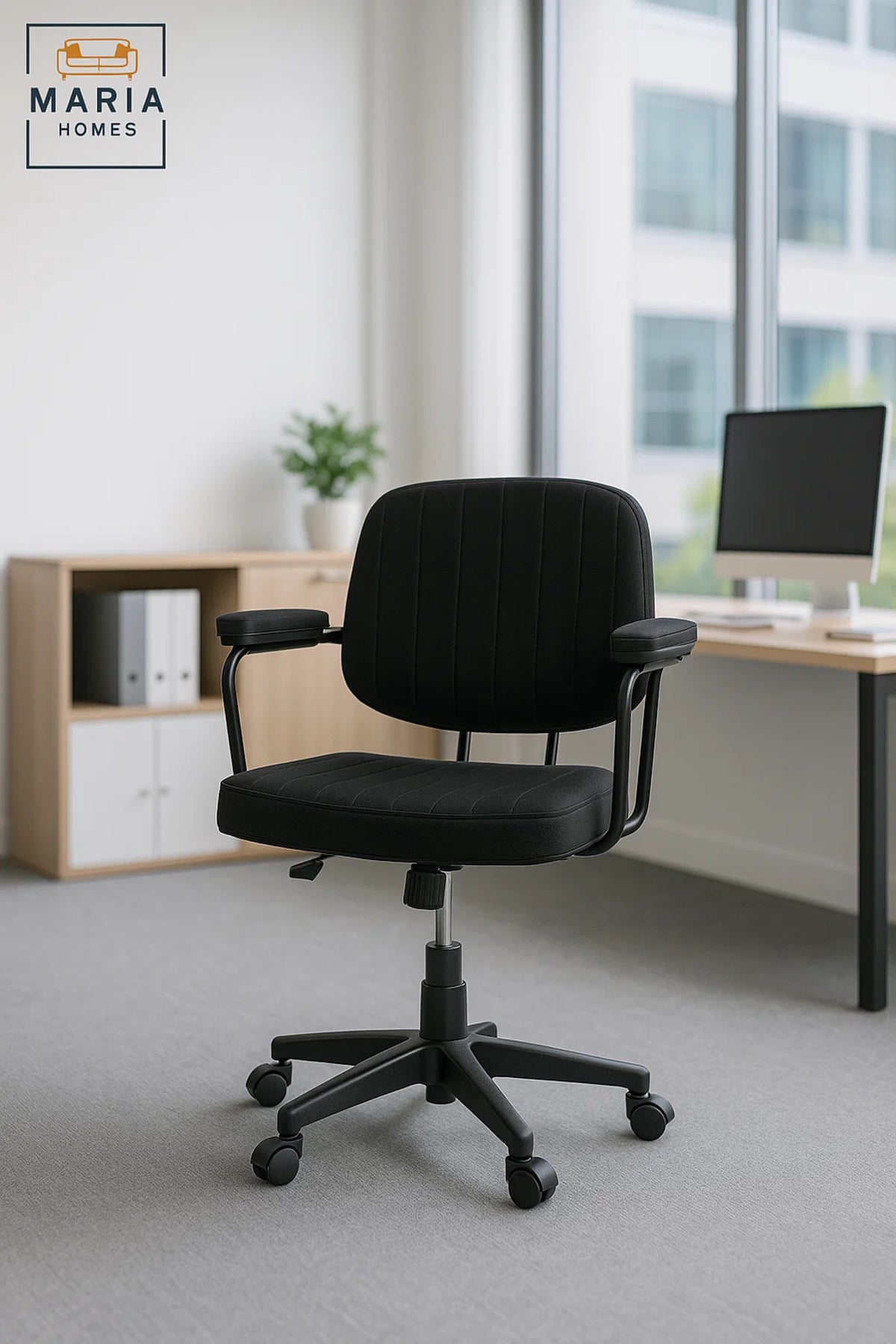 Compact Black Office Chair with Padded Seat and Backrest Ð Ideal for Home or Study Desk Use