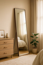 Full-Length Standing Mirror 156_44 cm Ð Walnut Frame Dressing Mirror for Bedroom & Entryway