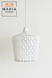 White Woven Rattan Pendant Light
