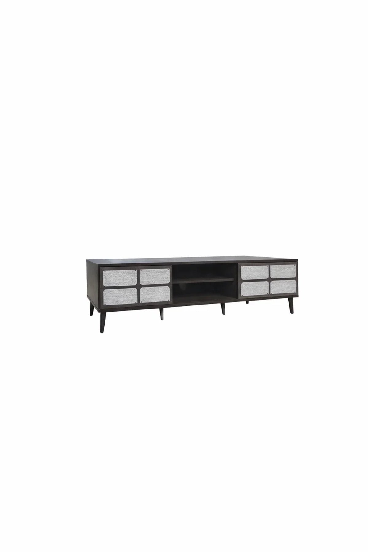 Brown & Grey TV Stand √ê 180x40x45 cm Modern Plasma Table with Cabinets & Shelves