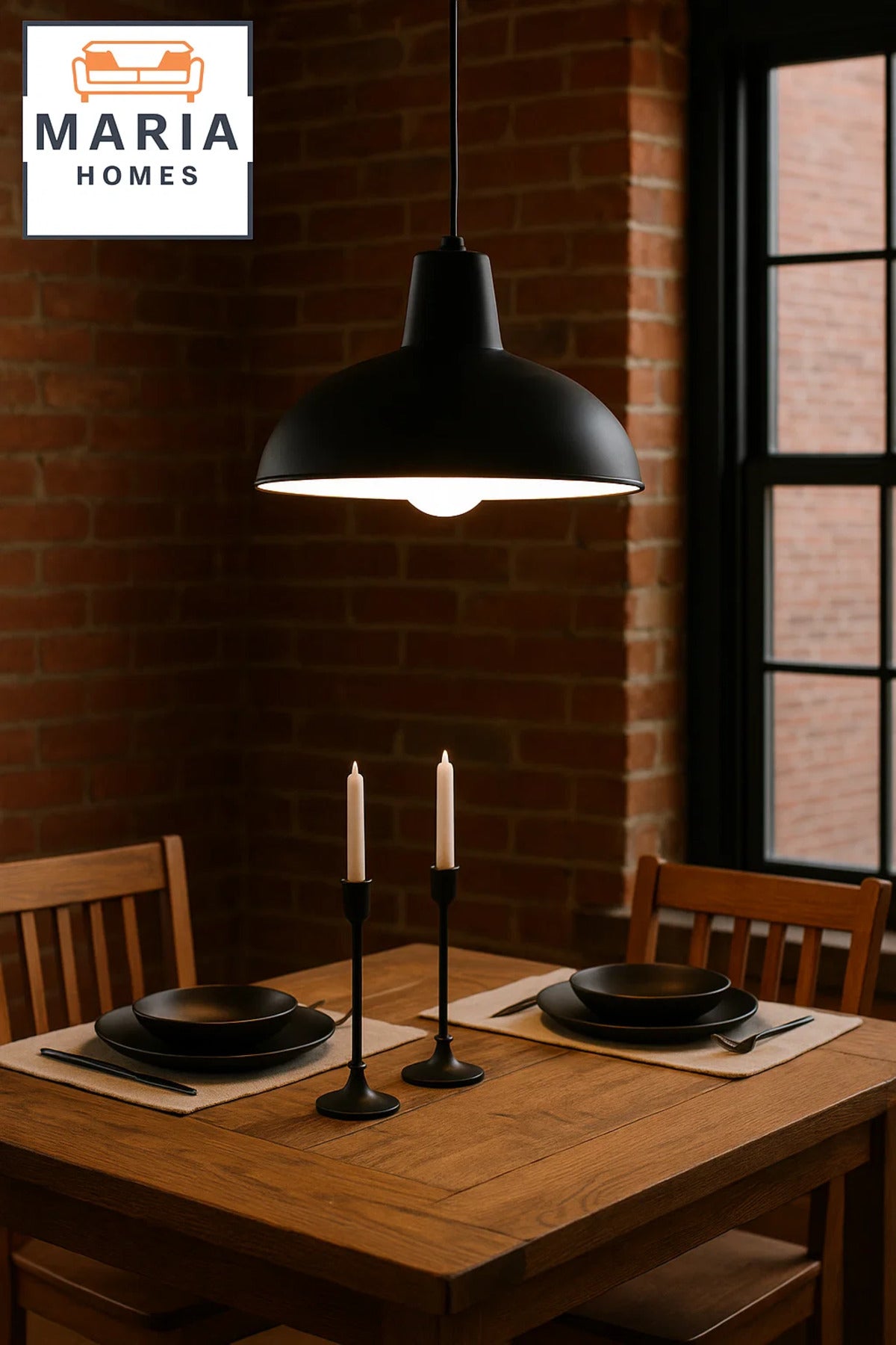 Industrial Black Metal Pendant Light