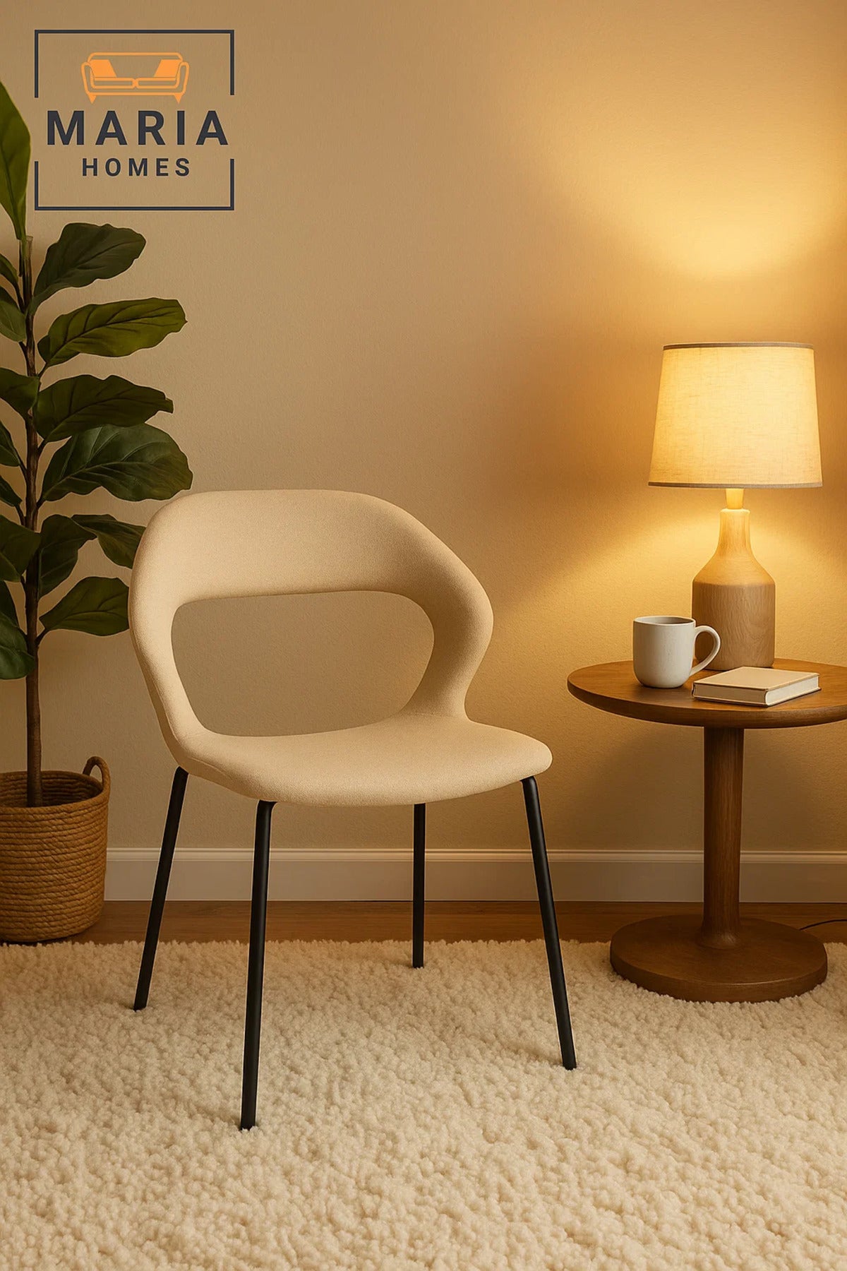 Modern Beige Upholstered Dining Chair