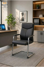 Black High-Back Office Visitor Chair with Padded Armrests, Cushioned Seat and Chrome Cantilever Base for Meeting Room, Reception and Study