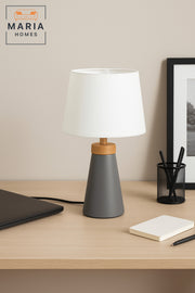 Modern Table Lamp with Grey Base and White Shade Ð Minimalist Home Decor