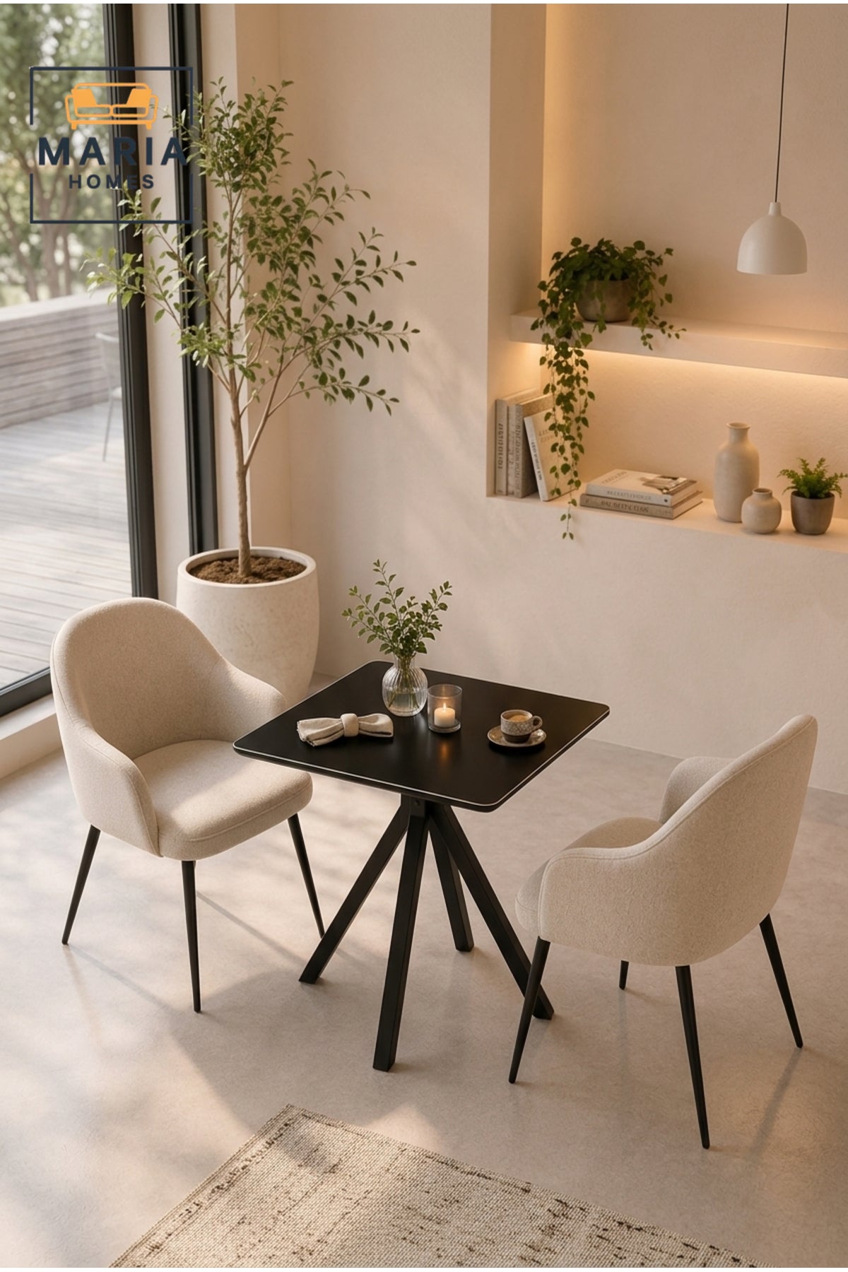 Modern Square Dining Table Caf≈Ω Table Restaurant Table Bistro Table with Black Metal Base