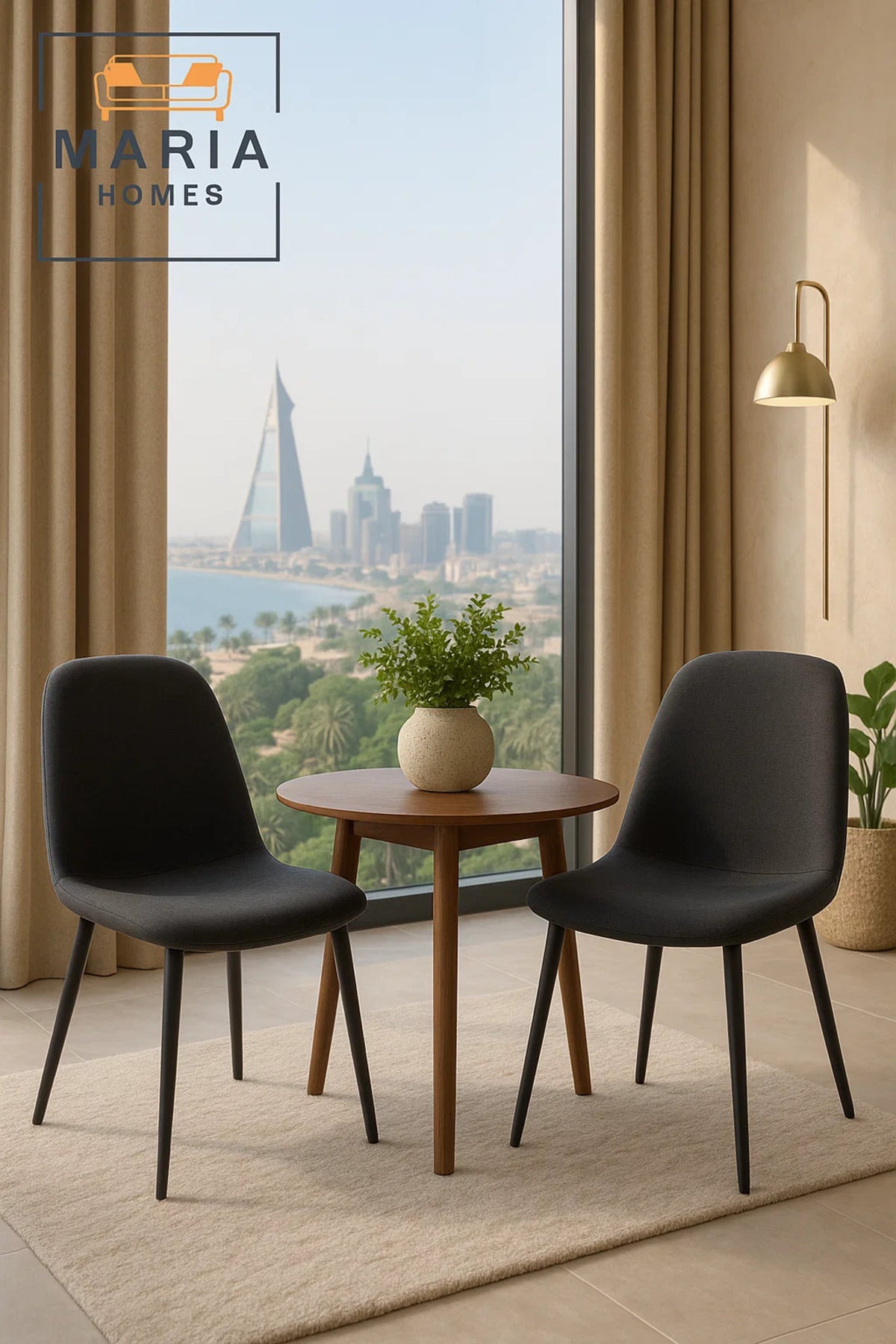 Modern Black Fabric Dining Chair Ð Comfortable Padded Seat with Sleek Metal Legs for Home or Office