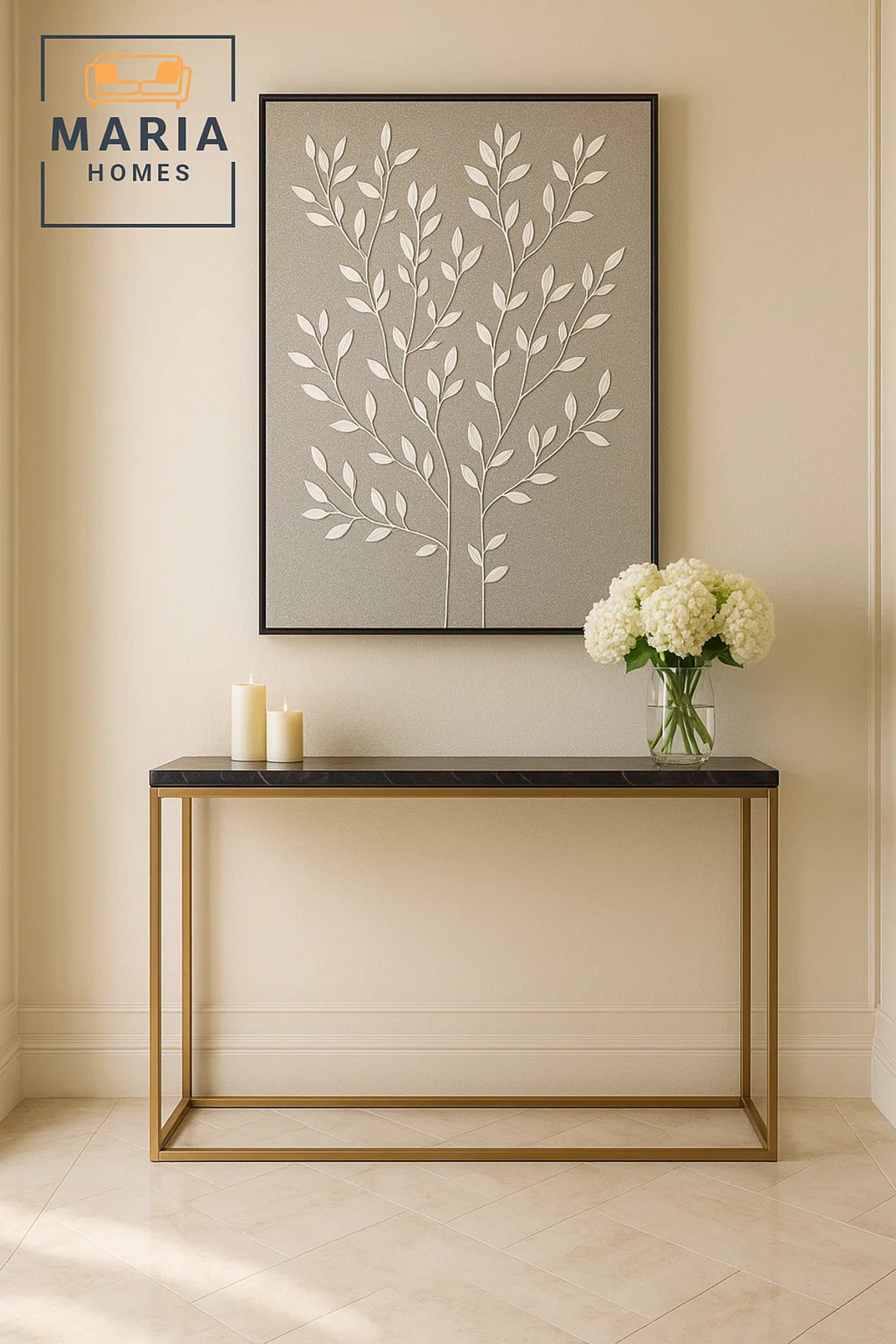 Modern 3D Wall Art √ê Grey Floral Decorative Panel with Raised Branch Design 120_80 cm