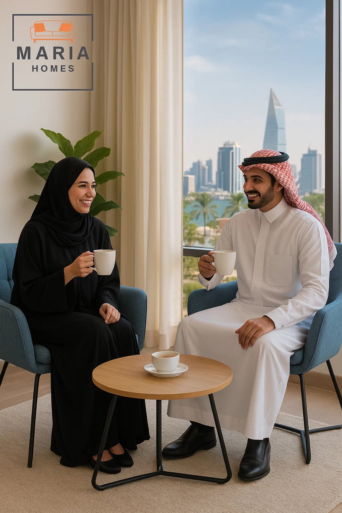 Blue Fabric Lounge Chair Ð Upholstered Armchair with Sled Black Metal Legs for Home, Office, or CafŽ