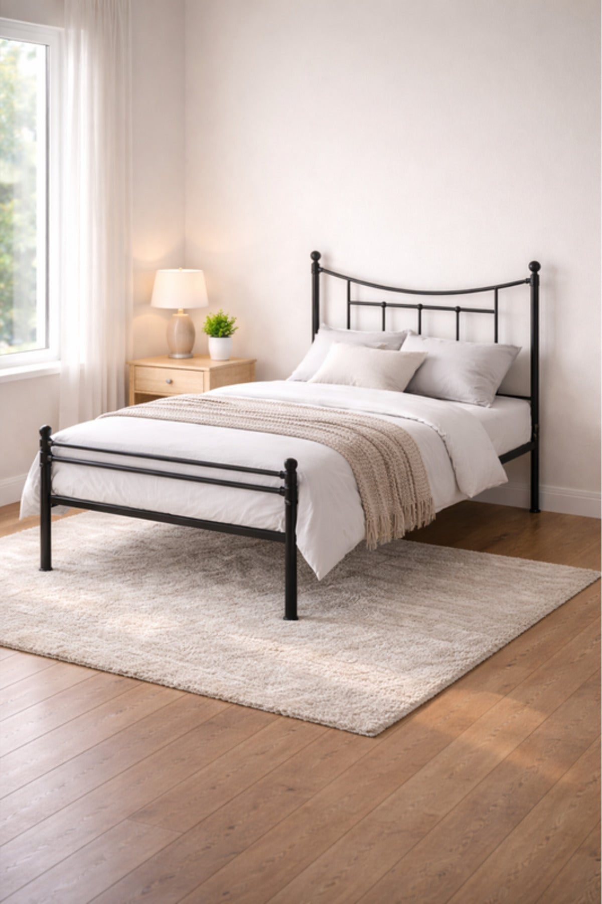 Black Metal Bed Frame with Curved Headboard black metal bed / Base