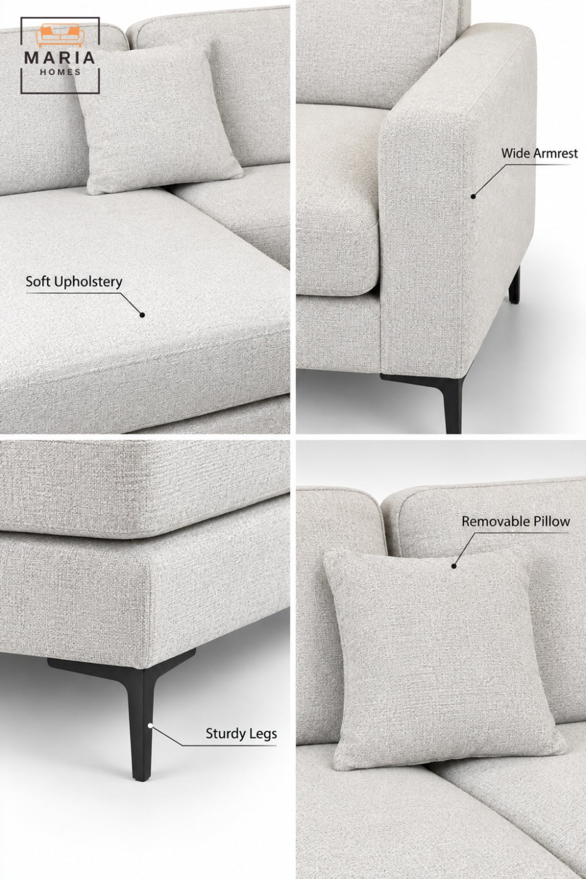Large L-Shaped Sectional Sofa with Chaise Lounge, Soft Upholstered Cushions, Modern Contemporary Design for Living Room, Lounge & Apartment